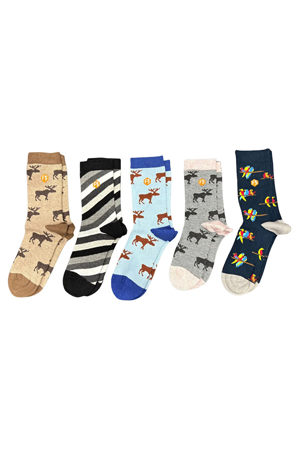 Erkek Çocuk Renkli Desenli Günlük Pamuklu Dikişsiz Çorap