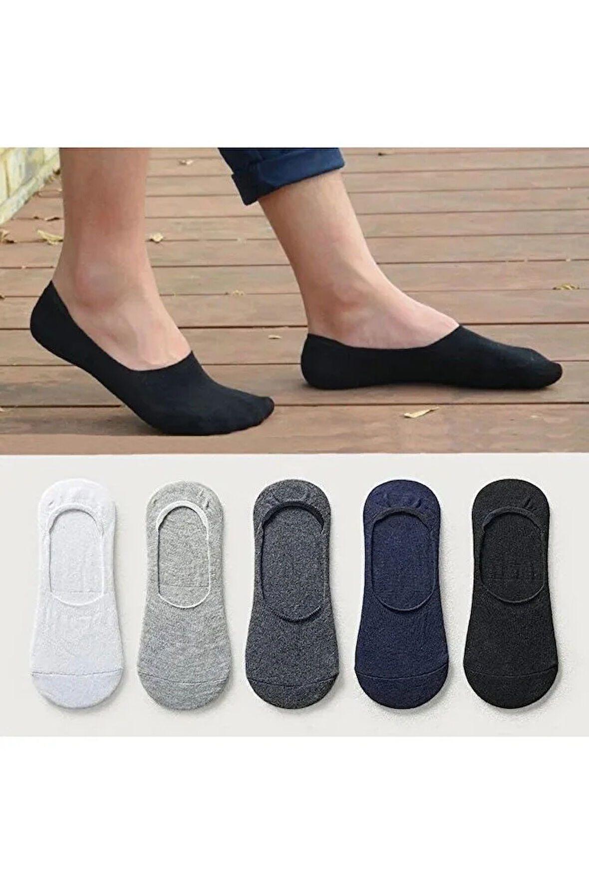 5'li Erkek Görünmez Çorap Seti 5 Çift