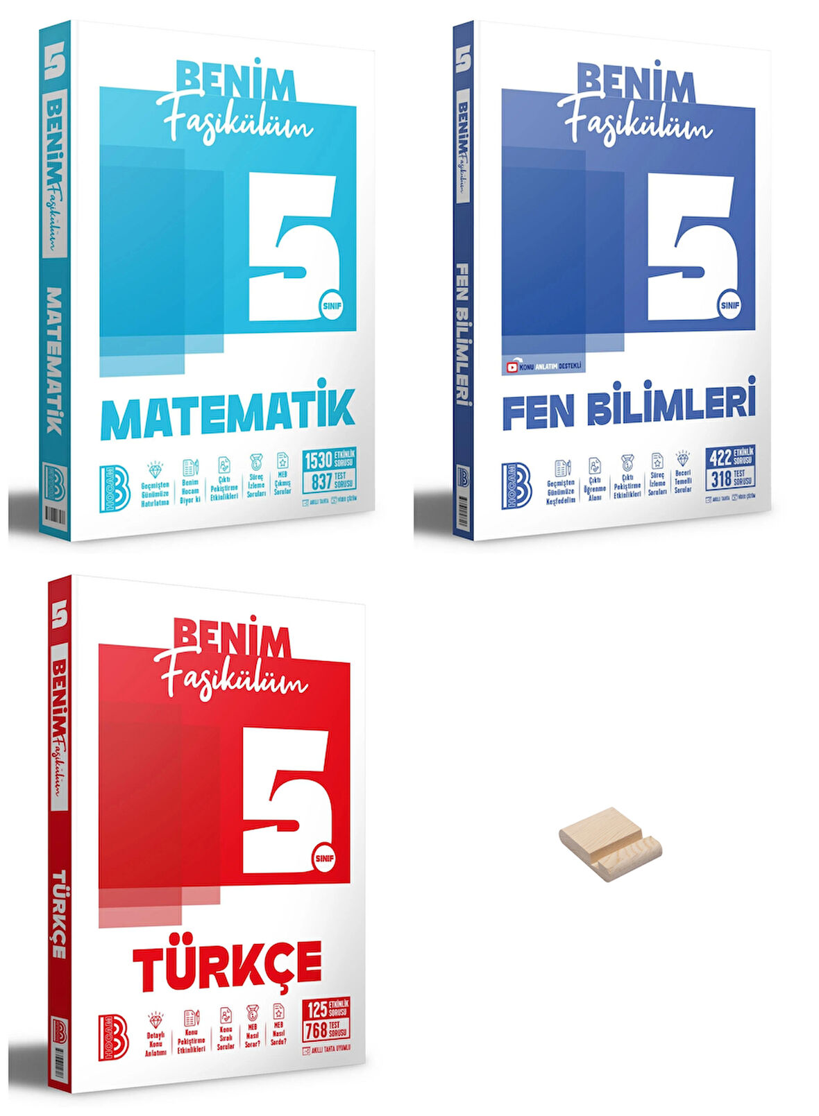 5. Sınıf Benim Fasiküllerim Matematik Fen Bilimleri ve Türkçe 3lü Set + Telefon Standı