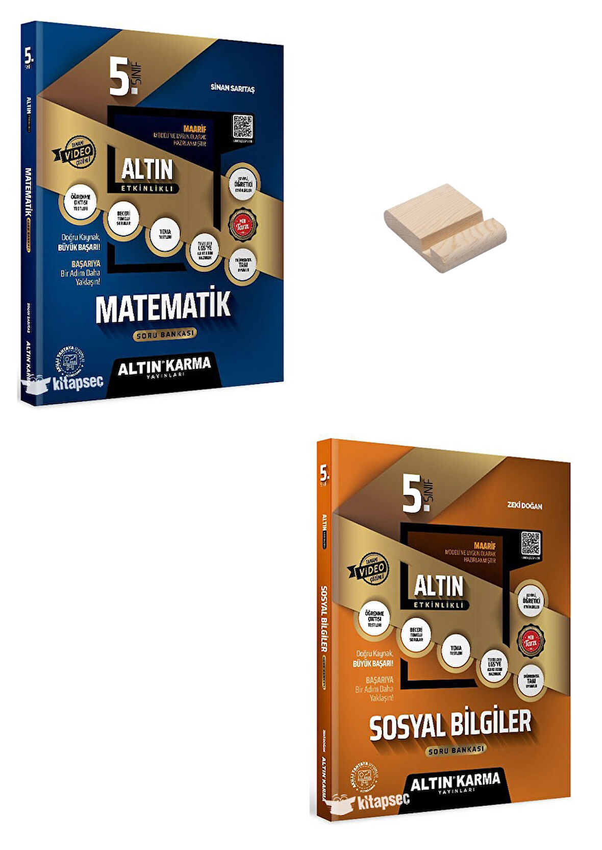 Altın Karma 5. Sınıf Matematik ve Sosyal Bilgiler Etkinlikli Soru Bankası + Telefon Standı