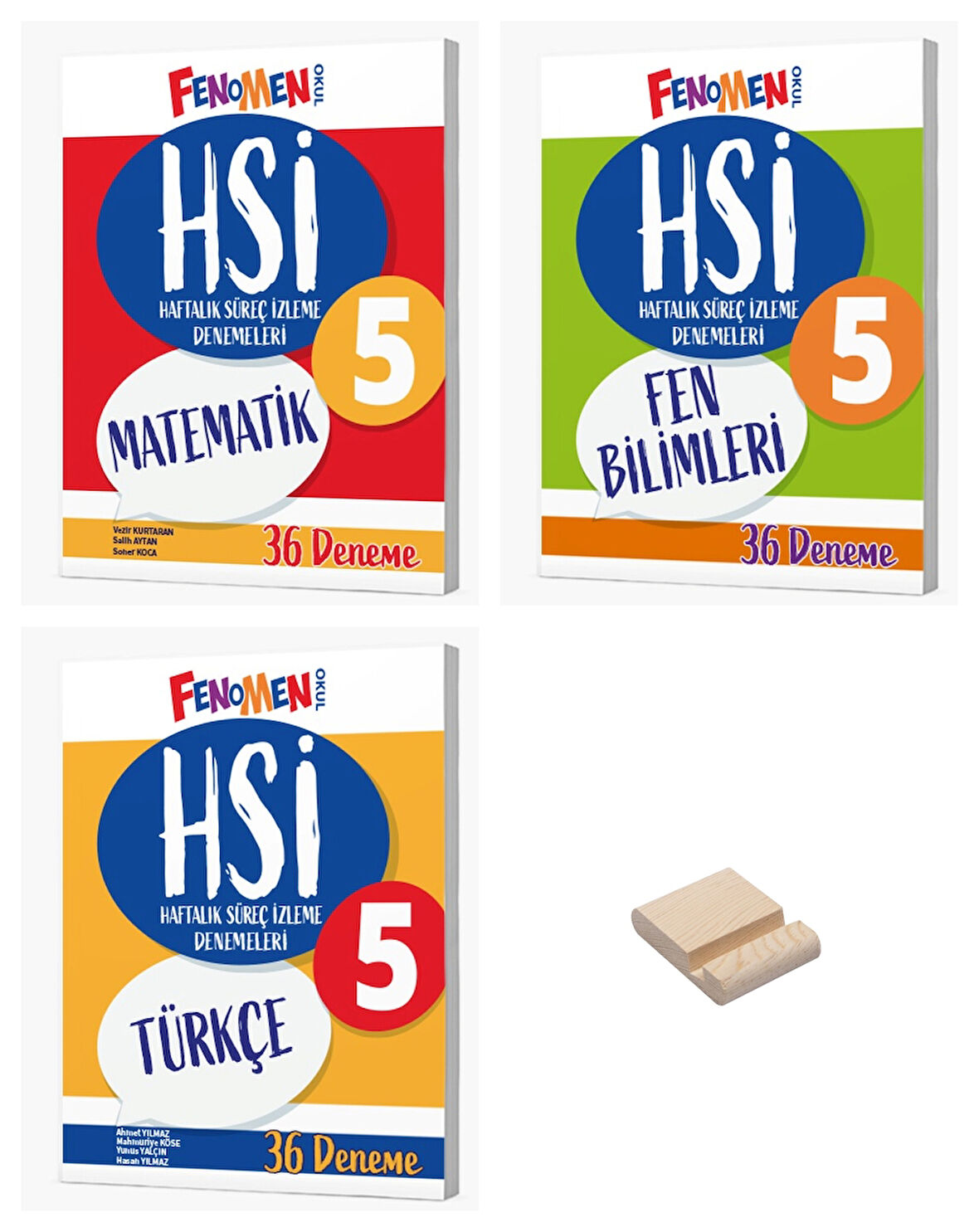 Fenomen 5. Sınıf Matematik Fen ve Türkçe Haftalık Süreç İzleme Denemeleri 3lü Set + Telefon Standı 