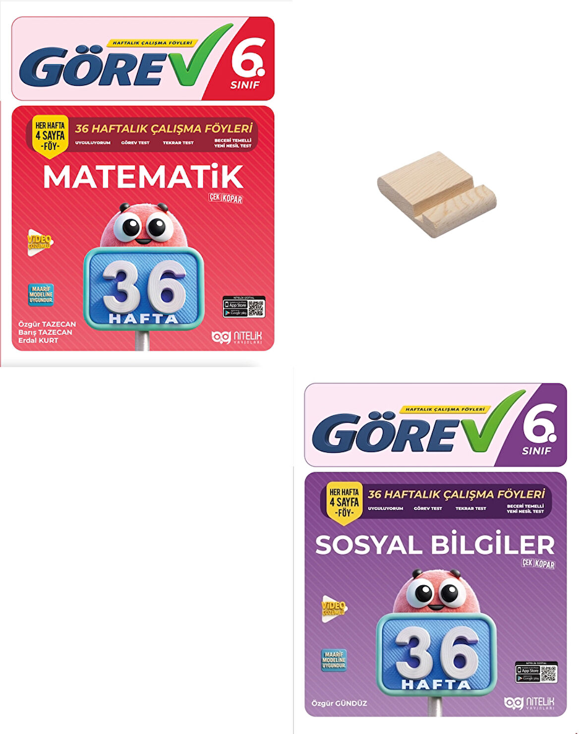 Nitelik 6. Sınıf Matematik ve Sosyal Bilgiler 36 Haftalık Görev Föyleri + Telefon Standı