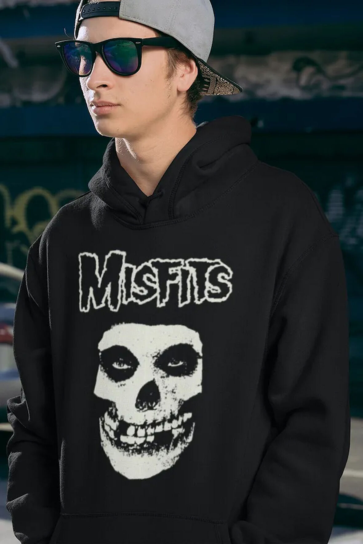 Misfits Müzik Grubu Baskılı Unisex Oversize Hoodie