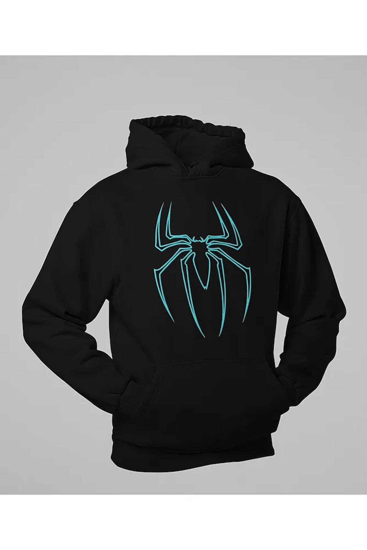 Örümcek Adam Logo Baskılı Unisex Oversize Hoodie