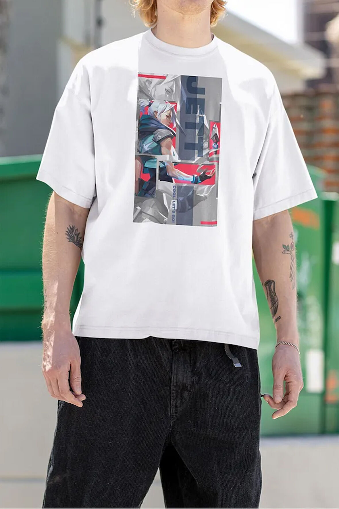 Cool Lets Go Jett Baskılı Unisex Oversize Valorrant Tişört