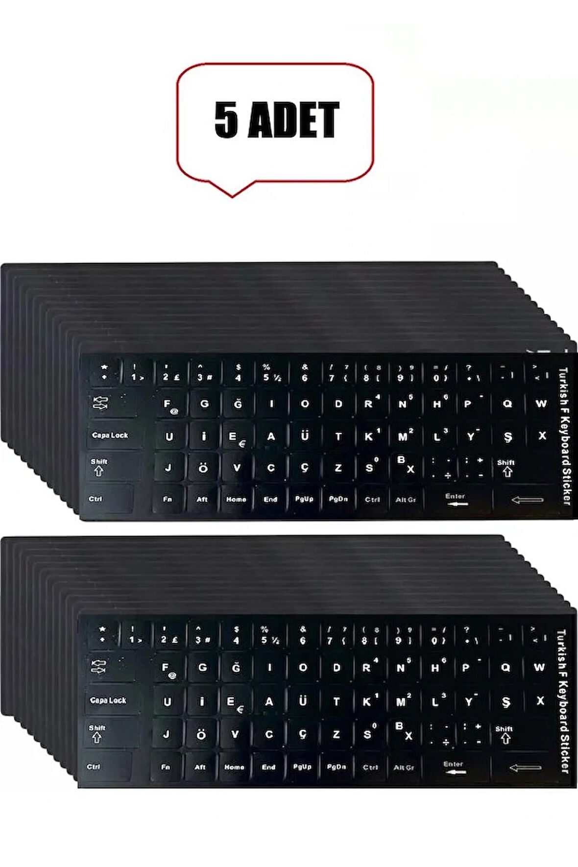 5 Adet Türkçe F Klavye Etiketi Laptop Pc Sticker Kaliteli Pvc-Keyboard Sticker PVC Harf Çıkartmaları