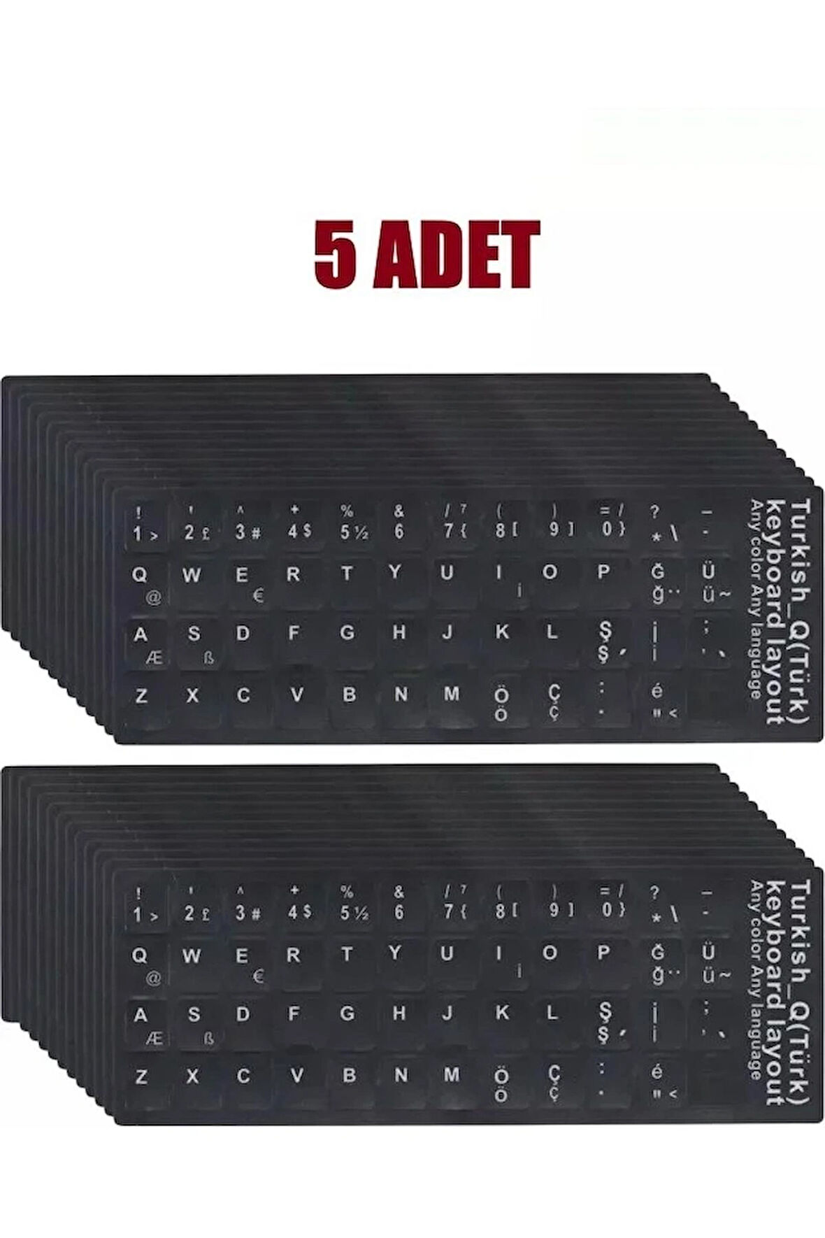 5 Adet Türkçe Q Klavye Sticker Notebook Pc Uyumlu Klavye Etiketi Silinmez Yapışkanlı Türkçe Harfler