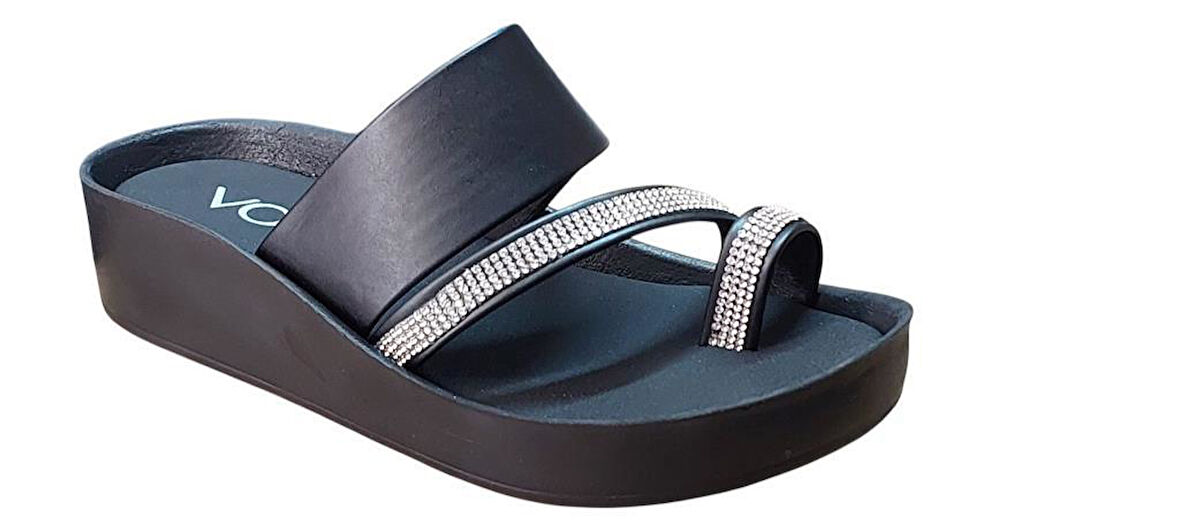 VOGA 1400 181 SİYAH CİLT TAŞLI PARMAK ARASI GÜNLÜK ANATOMİK TERLİK