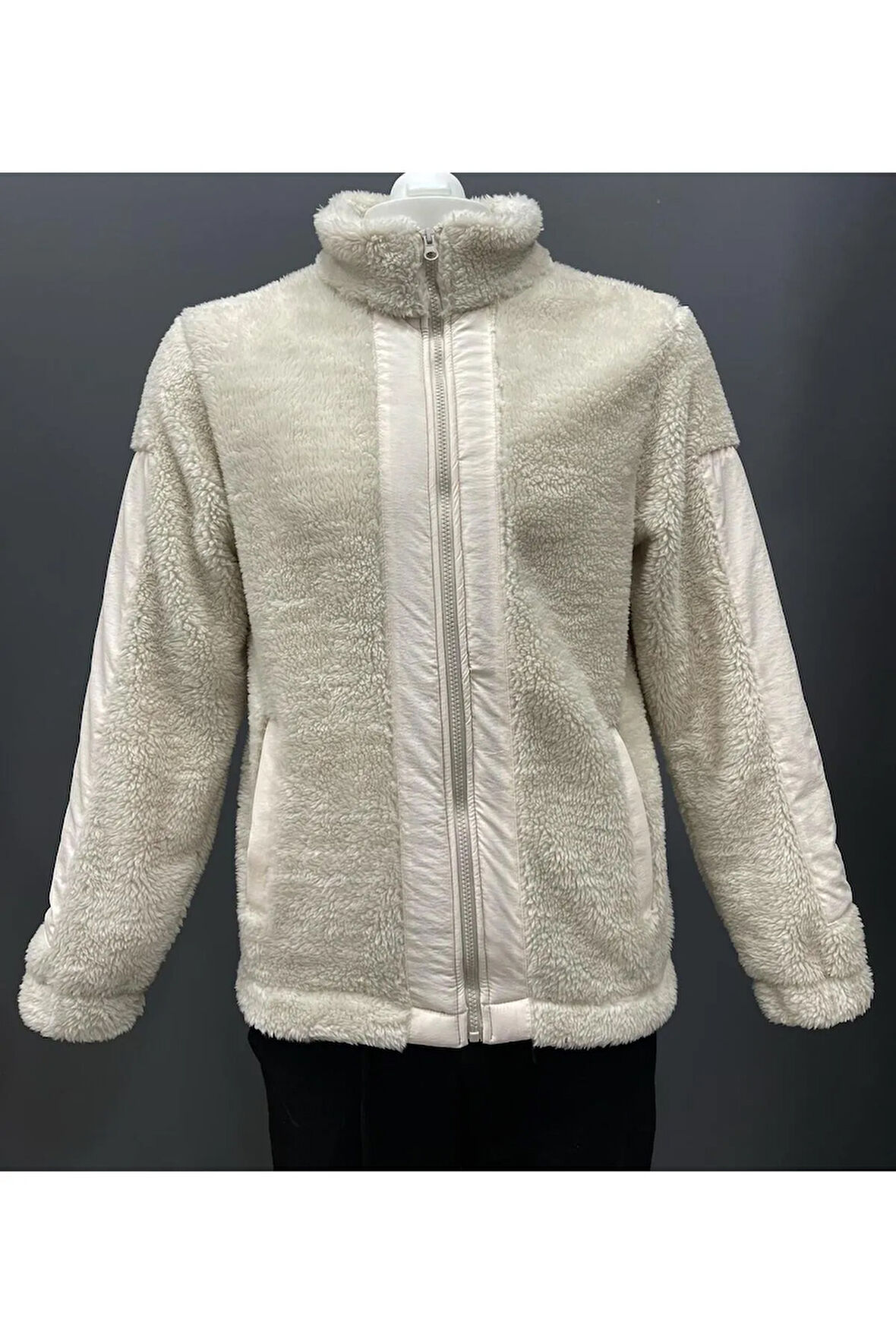 Erkek Ekru Peluş Rüzgar Geçirmez Welsoft Çift Kışlık Mont