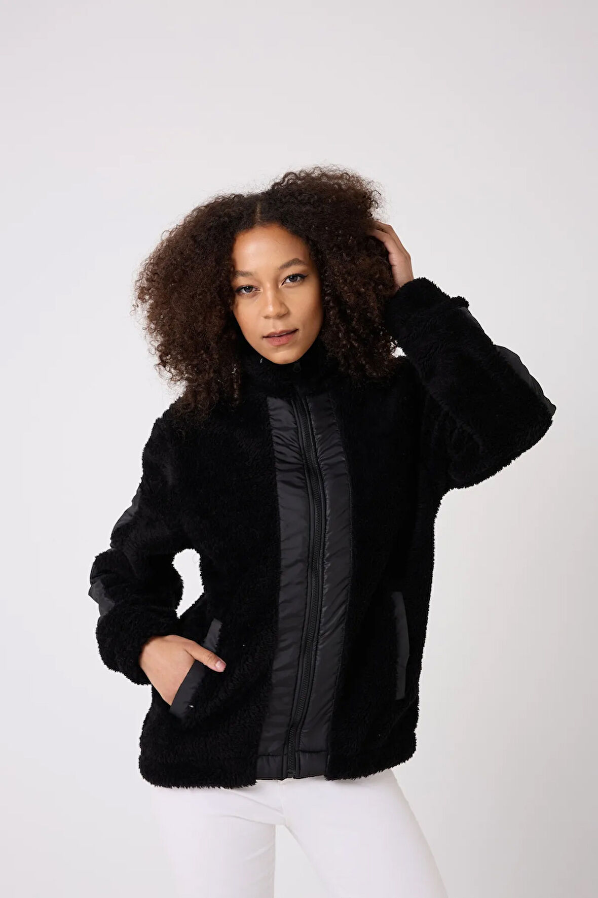 Kadın Siyah Rüzgar Geçirmez Welsoft Çift Kışlık Mont