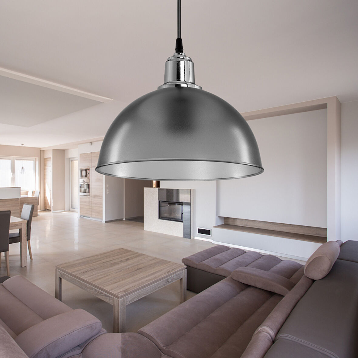 Haus Yarım Küre Buzlu Füme ABS Krom Kuka Süslü Sarkıt Mutfak Salon Avize Kafe Kuaför Aydınlatma