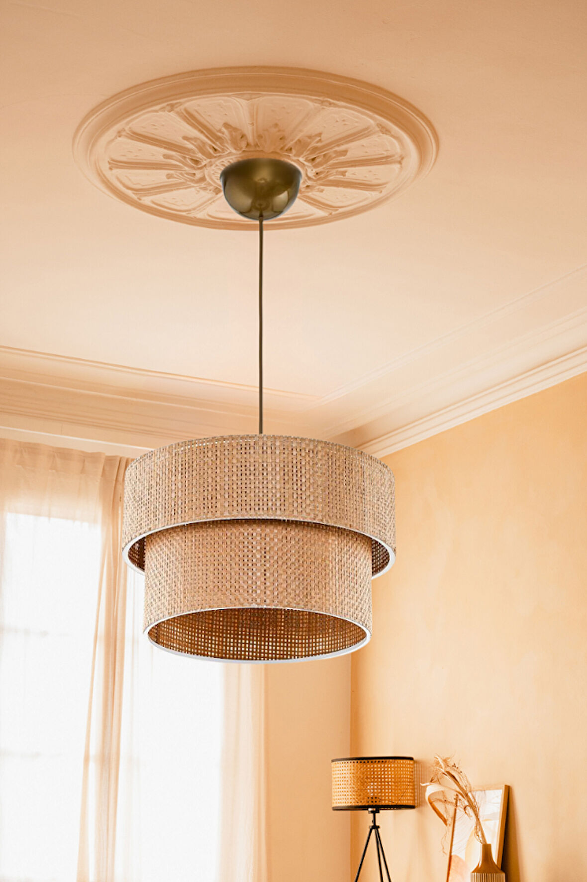 Rakkas Otantik Kahve Hasır Kaplama Pasta Sarkıt Yatak Odası Avize Salon Avize Yemek Odası