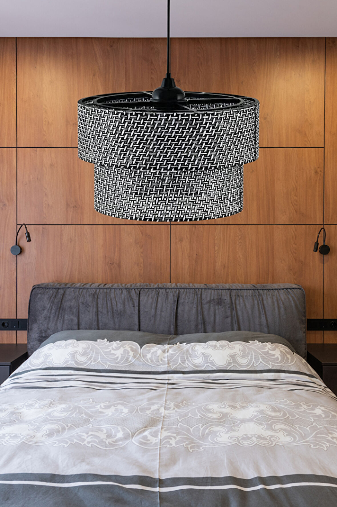 Rakkas Otantik Siyah Hasır Kaplama Pasta Sarkıt Yatak Odası Avize Salon Avize Yemek Odası