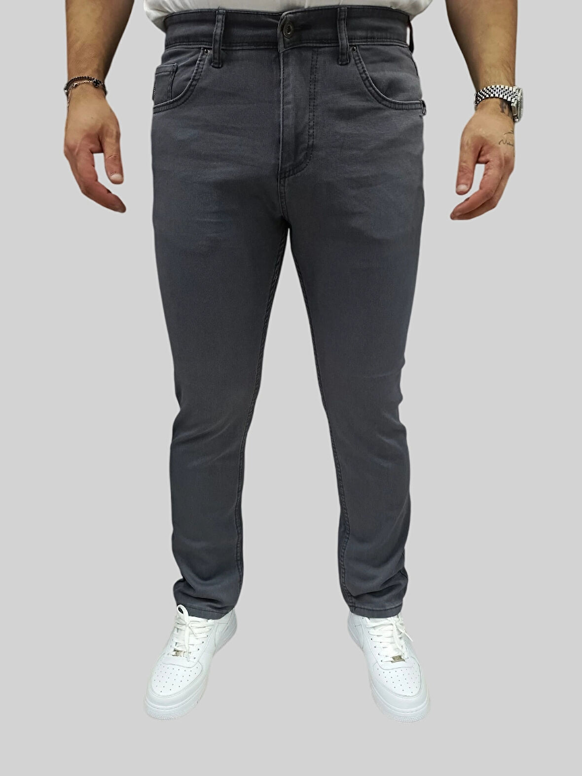 Erkek Enjoy Regular Fit Ligralı Açık Gri Kot Pantolon