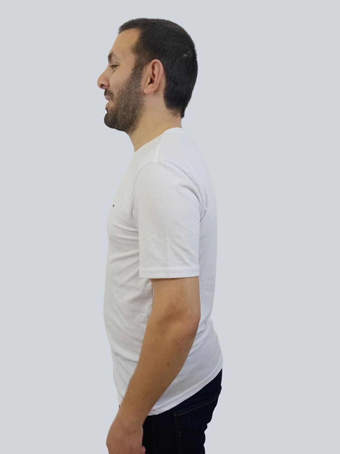 Erkek Sport Sıfır Yaka Beyaz Tişört