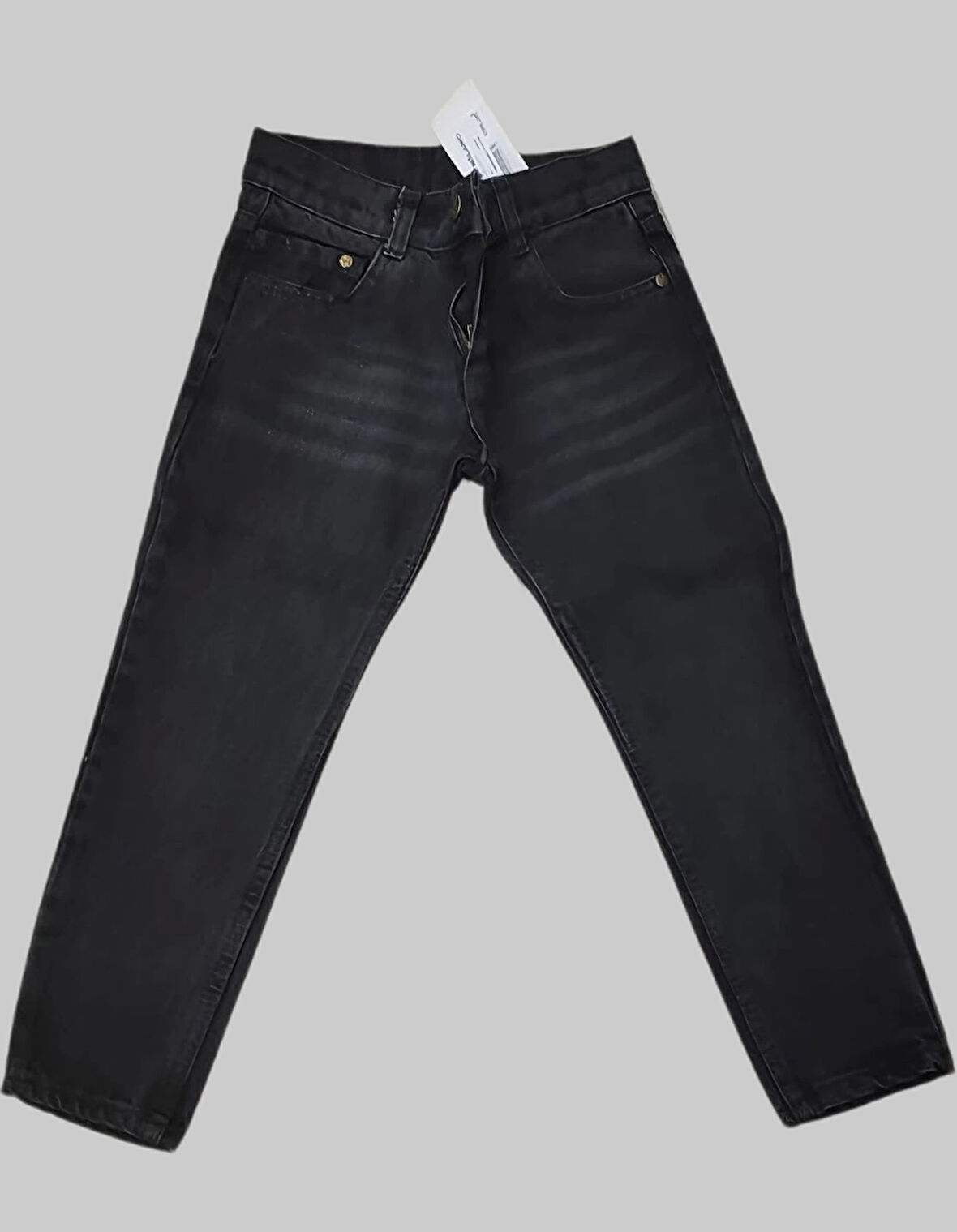 Erkek Çocuk Denim Siyah Taşlamalı Kot Pantolon