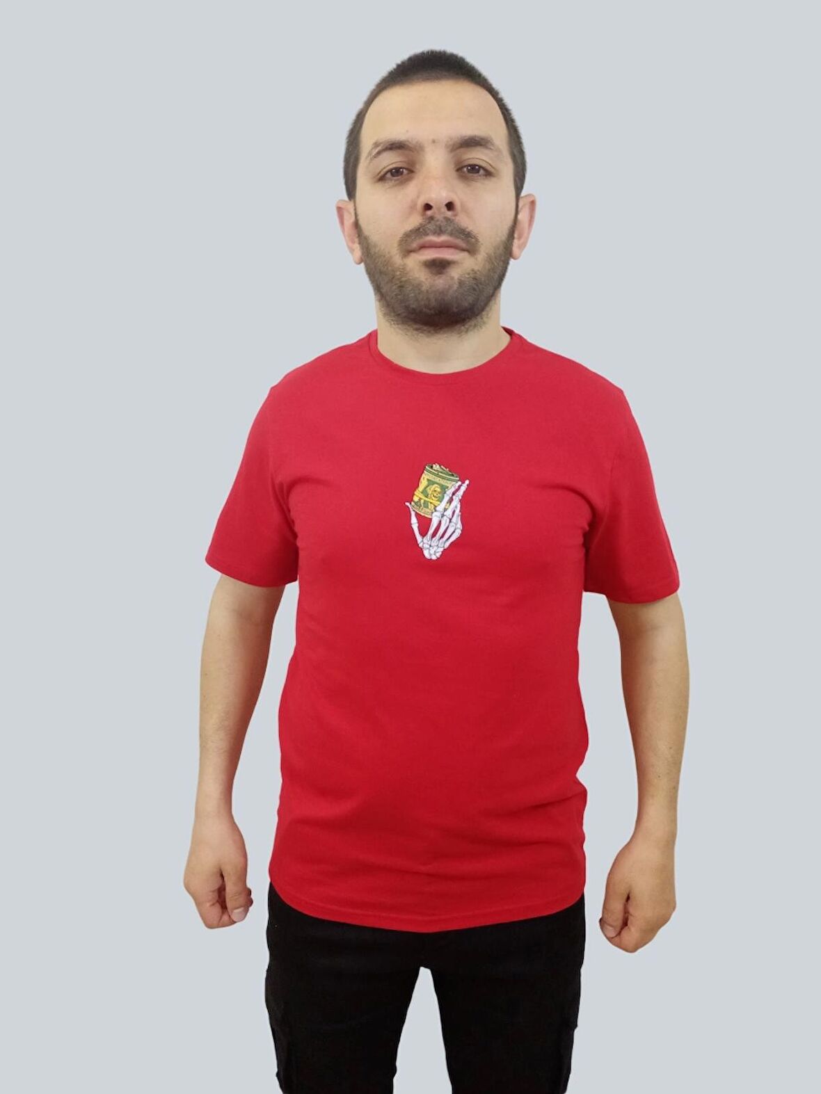 Erkek Dolarel Sıfır Yaka Basic Kırmızı Tişört