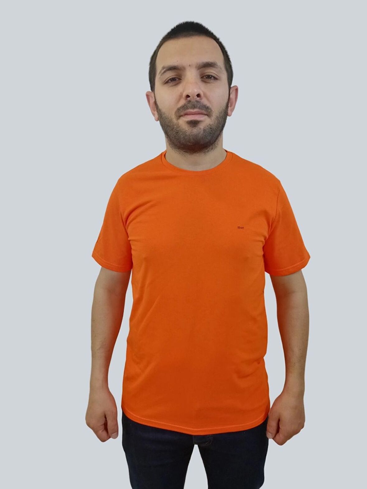 Erkek Sport Sıfır Yaka Oranj Tişört