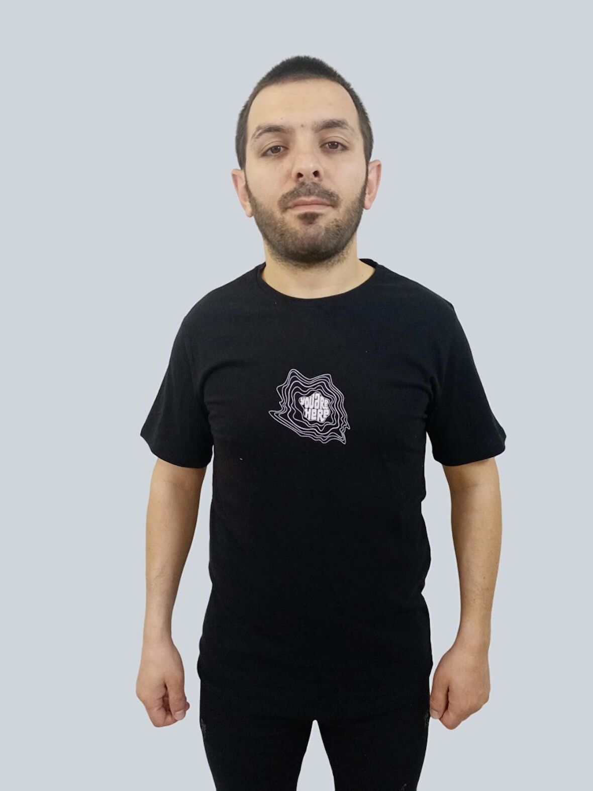 Erkek Youare Sıfır Yaka Basic Siyah Tişört