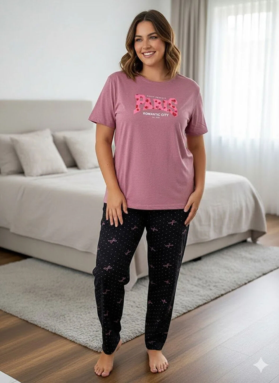 KADIN PEMBE PİJAMA TAKIM