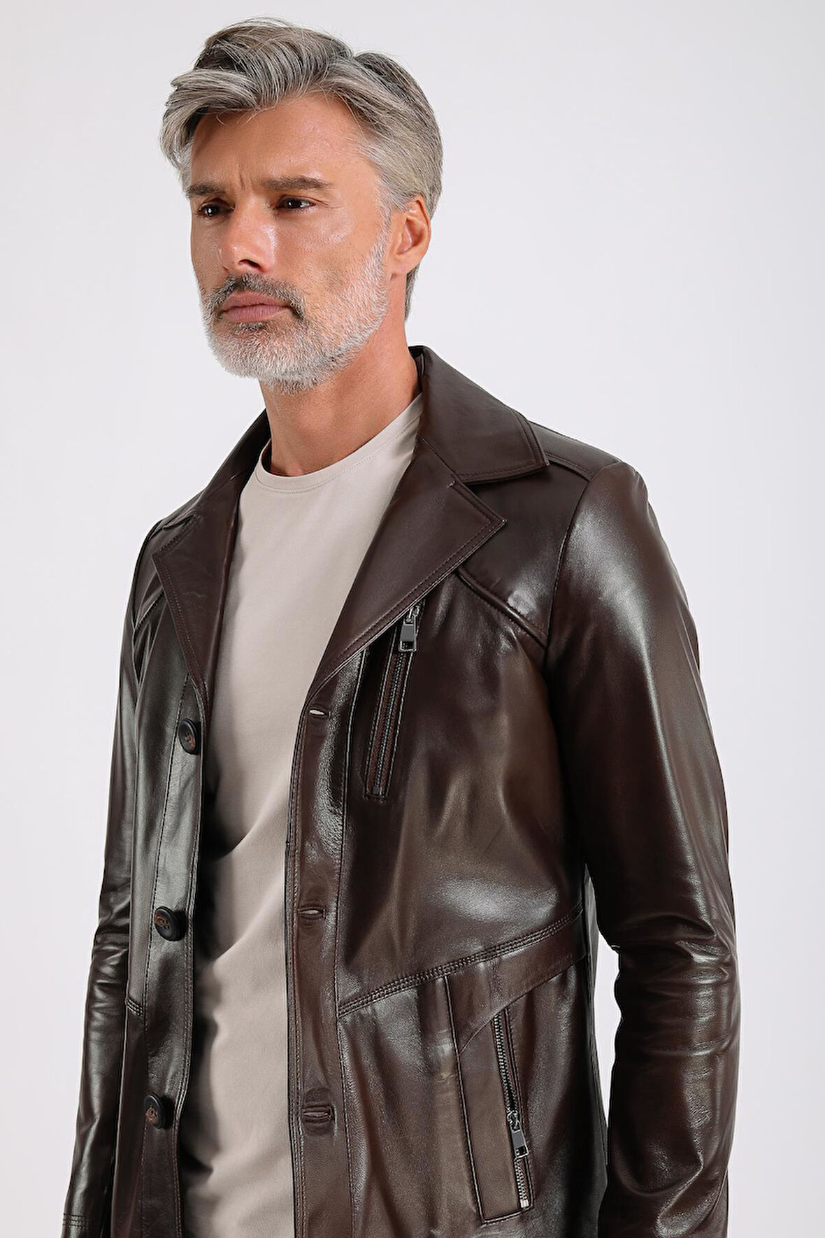 Rahel Erkek Hakiki Deri Mont