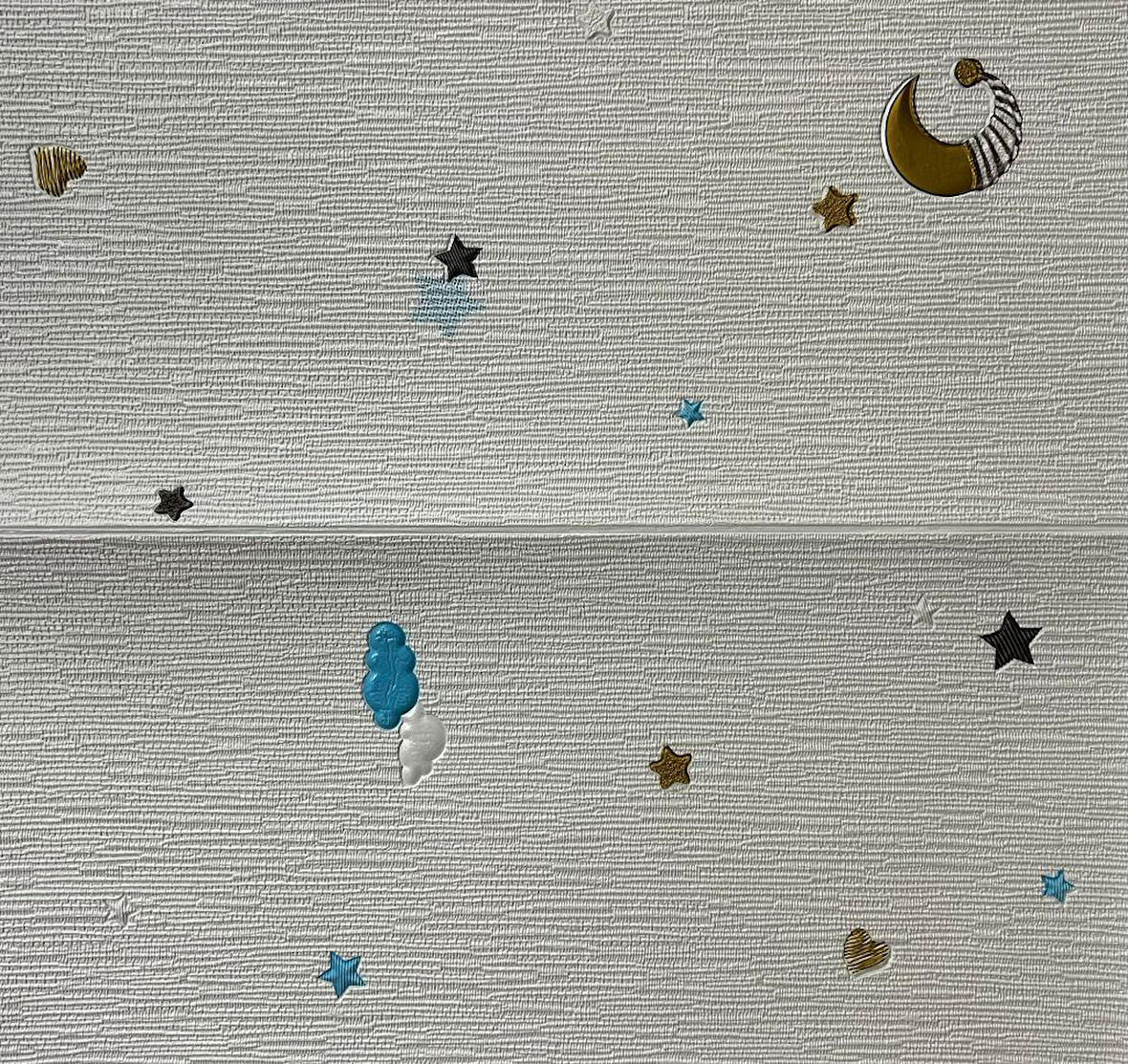 70x70cm 1 Adet Yapışkanlı Modern Yıldız Uzay Tema Desen Çoçuk Odası Salon Duvar Kağıdı Paneli NW164