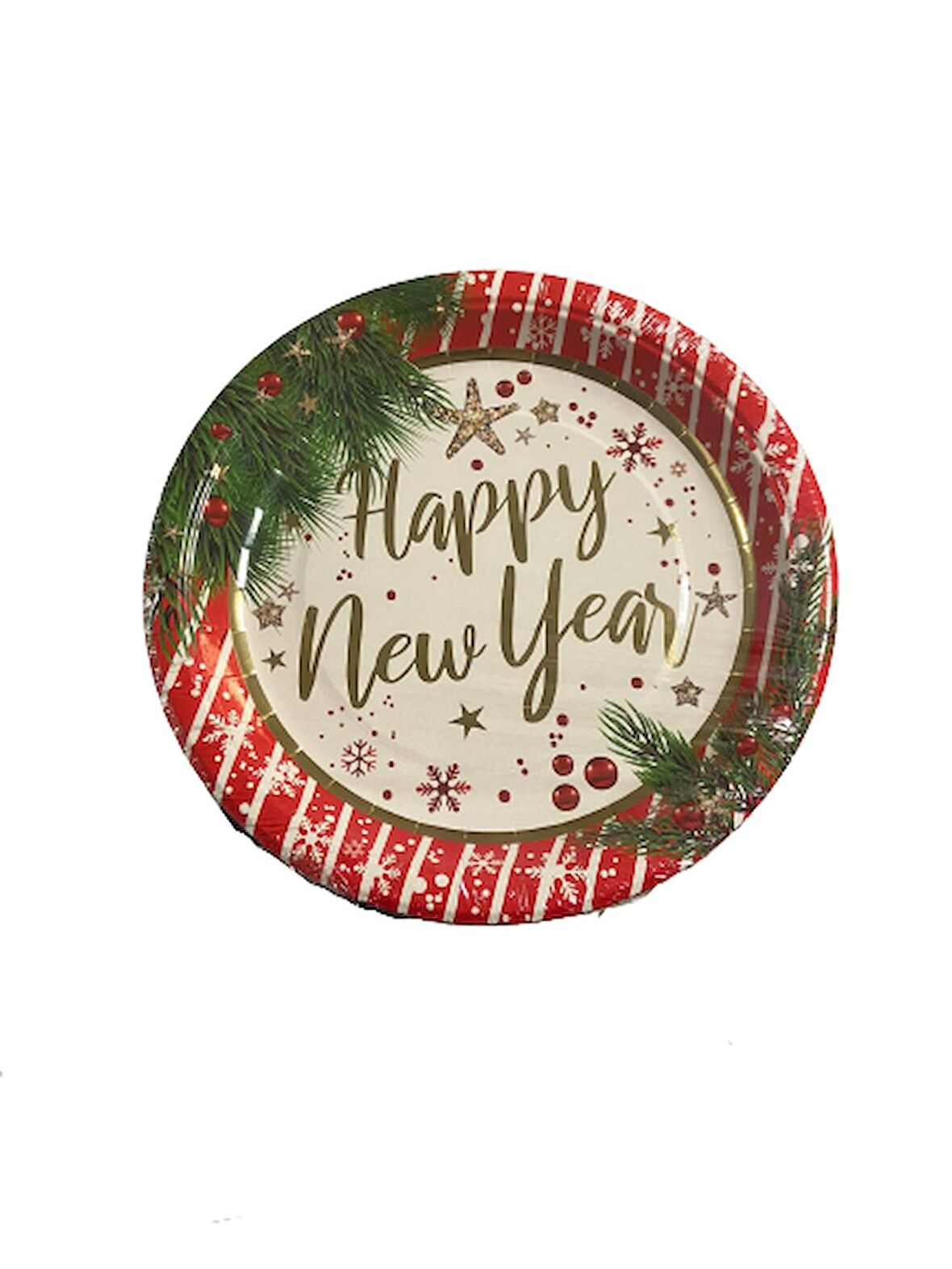 YILBAŞI TABAK VARAK BASKILI HAPPY NEW YEAR 6'LI 23 CM