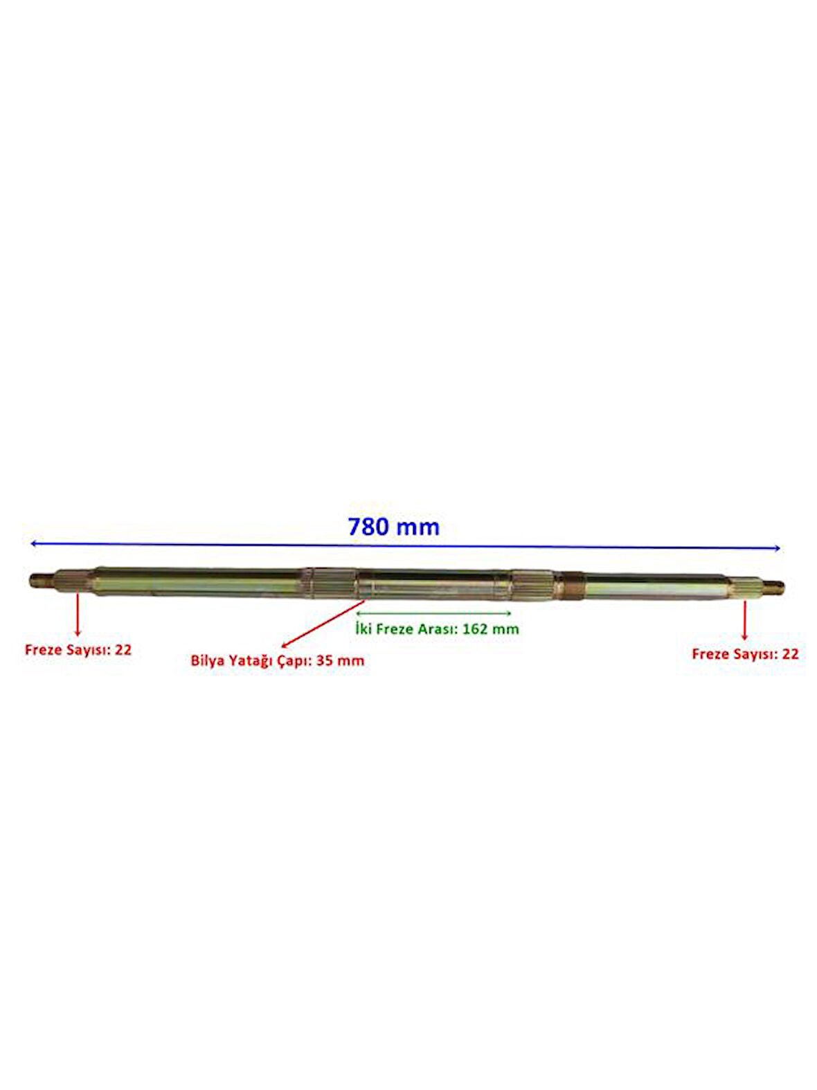 ATV AKS VİP TRACK 780 mm BİLYA YATAĞI 35 mm TEK YİVLİ 22 FREZE