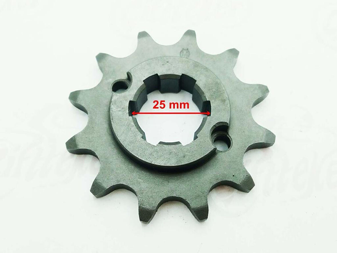 ÖN DİŞLİ ATV 12T - 520 ATV YUKİ CAZADOR  İÇ 25 mm SETLİ 2 DELİKLİ