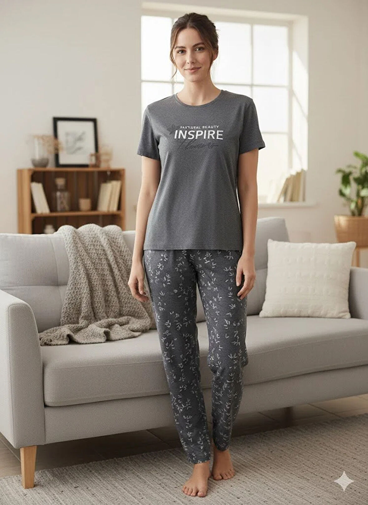 KADIN GRİ PİJAMA TAKIM