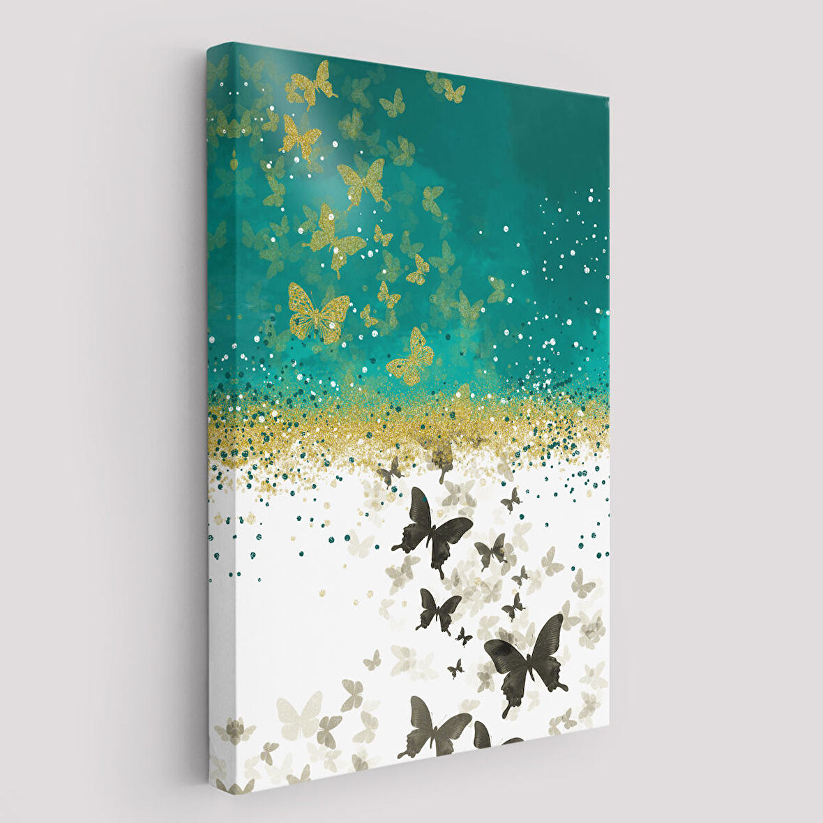 Altın ve Siyah Kelebekler Duvar Tablosu-6009