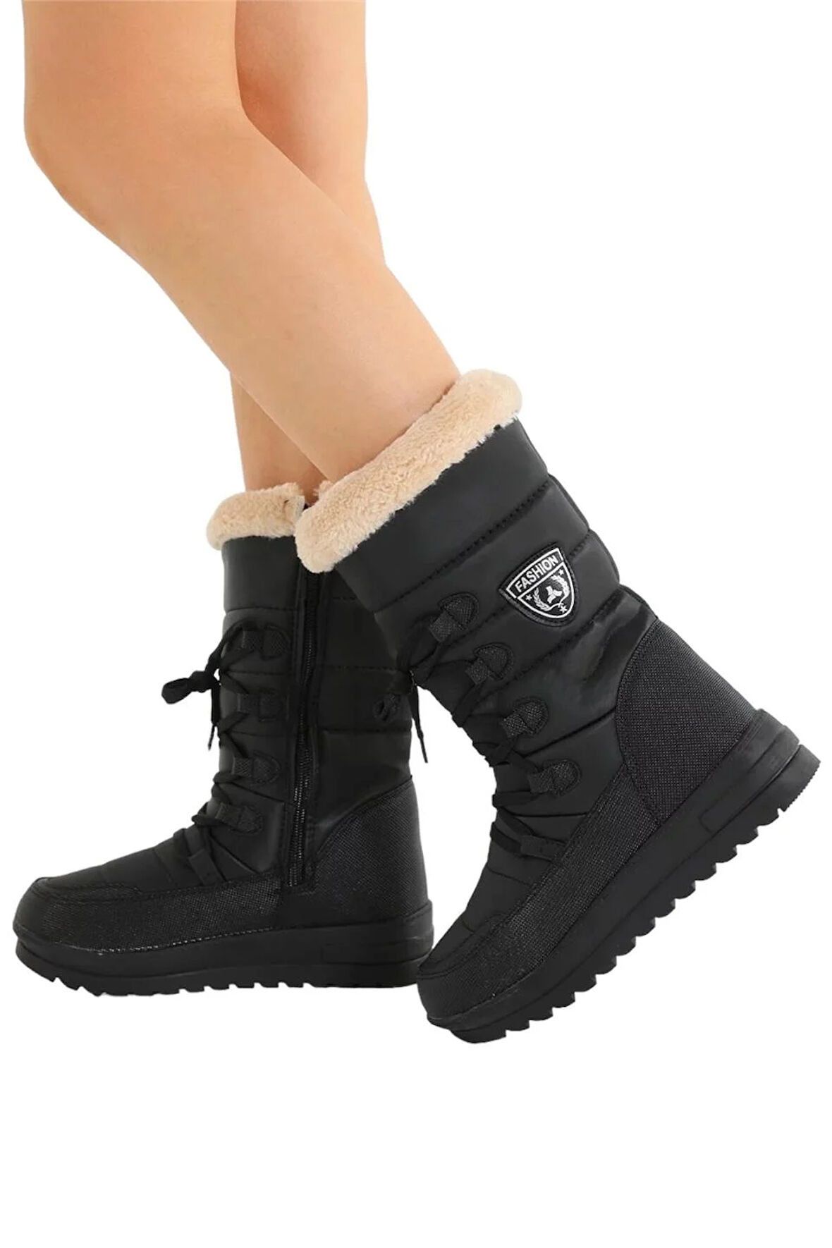 Termal Yünlü Kadın Kar Botu SİYAH