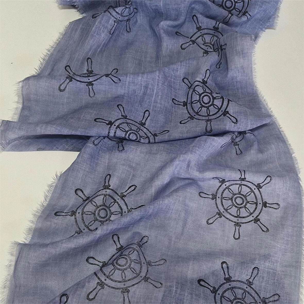 Pamuklu Fular, Tahta Baskılı, Hediyelik , El Yapımı Taşlanmış Pamuklu Fular, Moli Tasarım