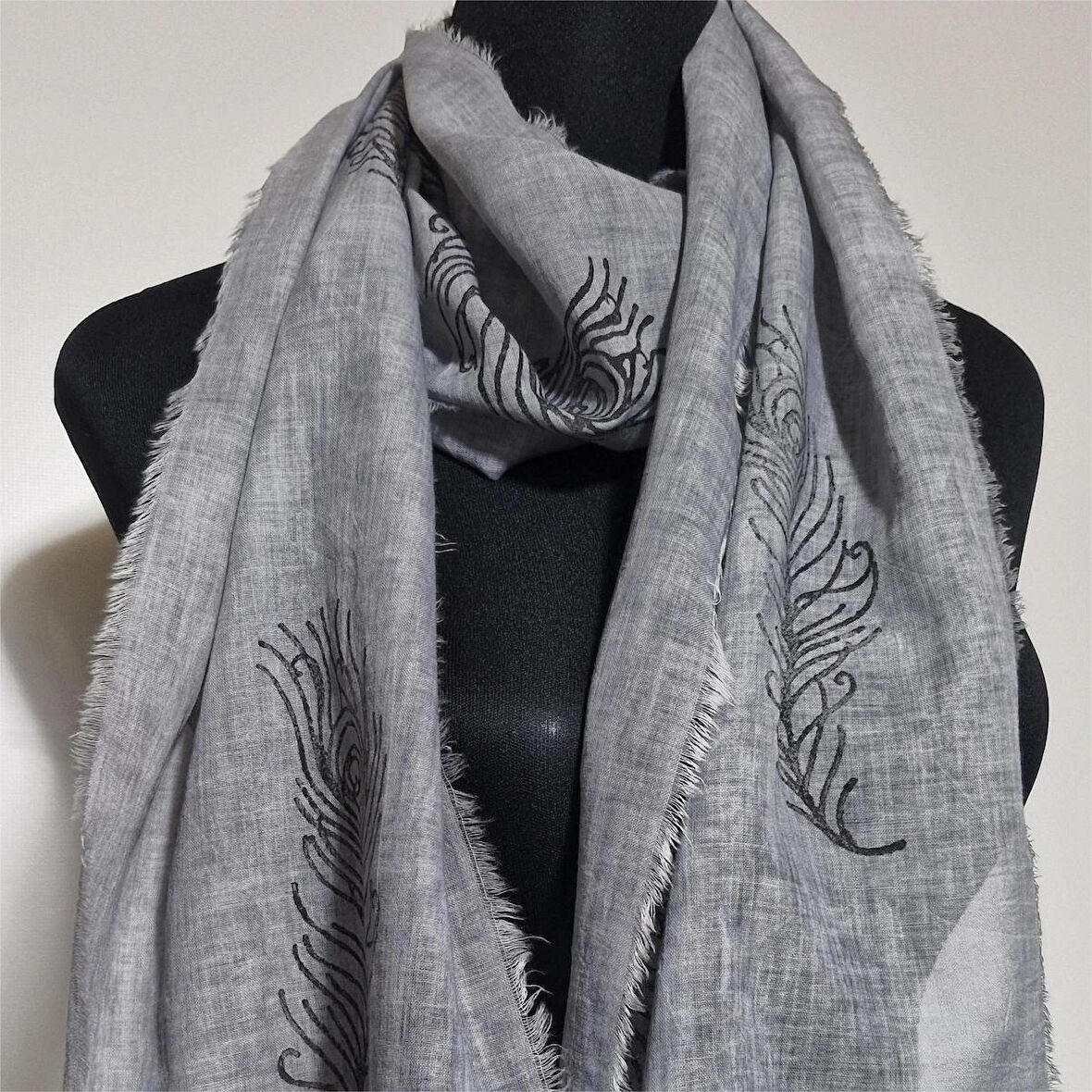 Pamuklu Fular, Tahta Baskılı, Hediyelik , El Yapımı Taşlanmış Pamuklu Fular, Moli tasarım