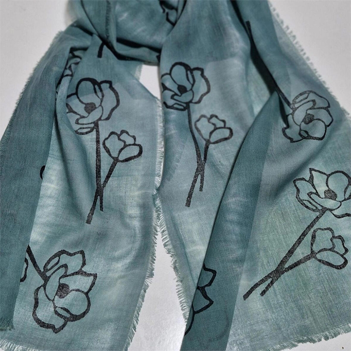 Pamuklu Fular, Tahta Baskılı, Batik Boyalı Hediyelik , El Yapımı  Pamuklu Fular, Moli Tasarım
