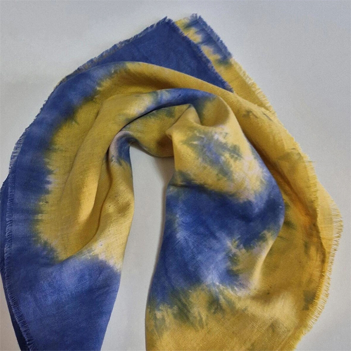 Kare Pamuklu Bandana, El Boyaması Ve Tahta Baskılı Bandana, Fular, Moli Tasarım