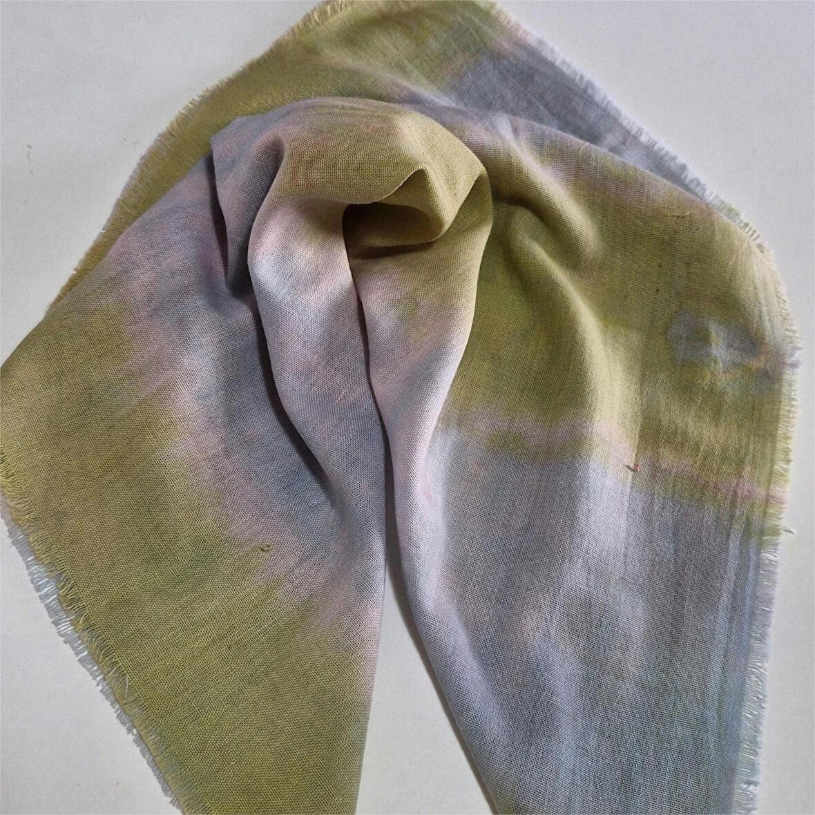 Kare Pamuklu Bandana, El Boyaması Ve Tahta Baskılı Bandana, Fular, Moli Tasarım 