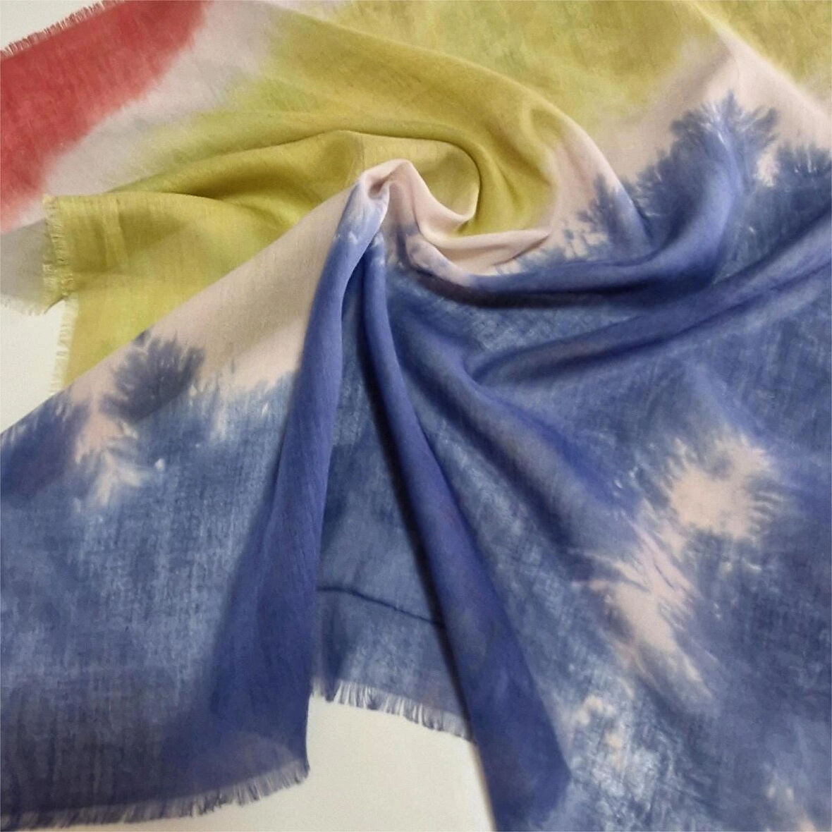 Kare Pamuklu Bandana, El Boyaması Ve Tahta Baskılı Bandana, Fular, Moli Tasarım