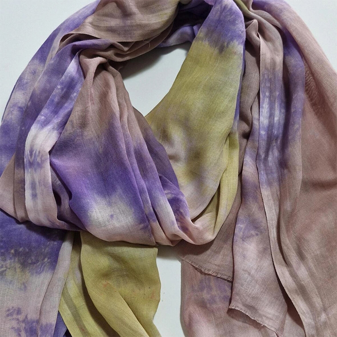 Geniş Batik Boyama Pamuklu Şal, Mevsimlik El Boyaması, Tasarım Şal, Hediyelik, Moli Tasarım