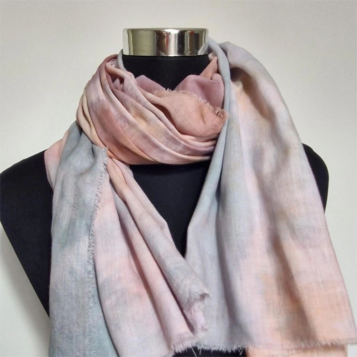 Geniş Batik Boyama Pamuklu Şal, Mevsimlik El Boyaması, Tasarım Şal, Hediyelik, Moli Tasarım