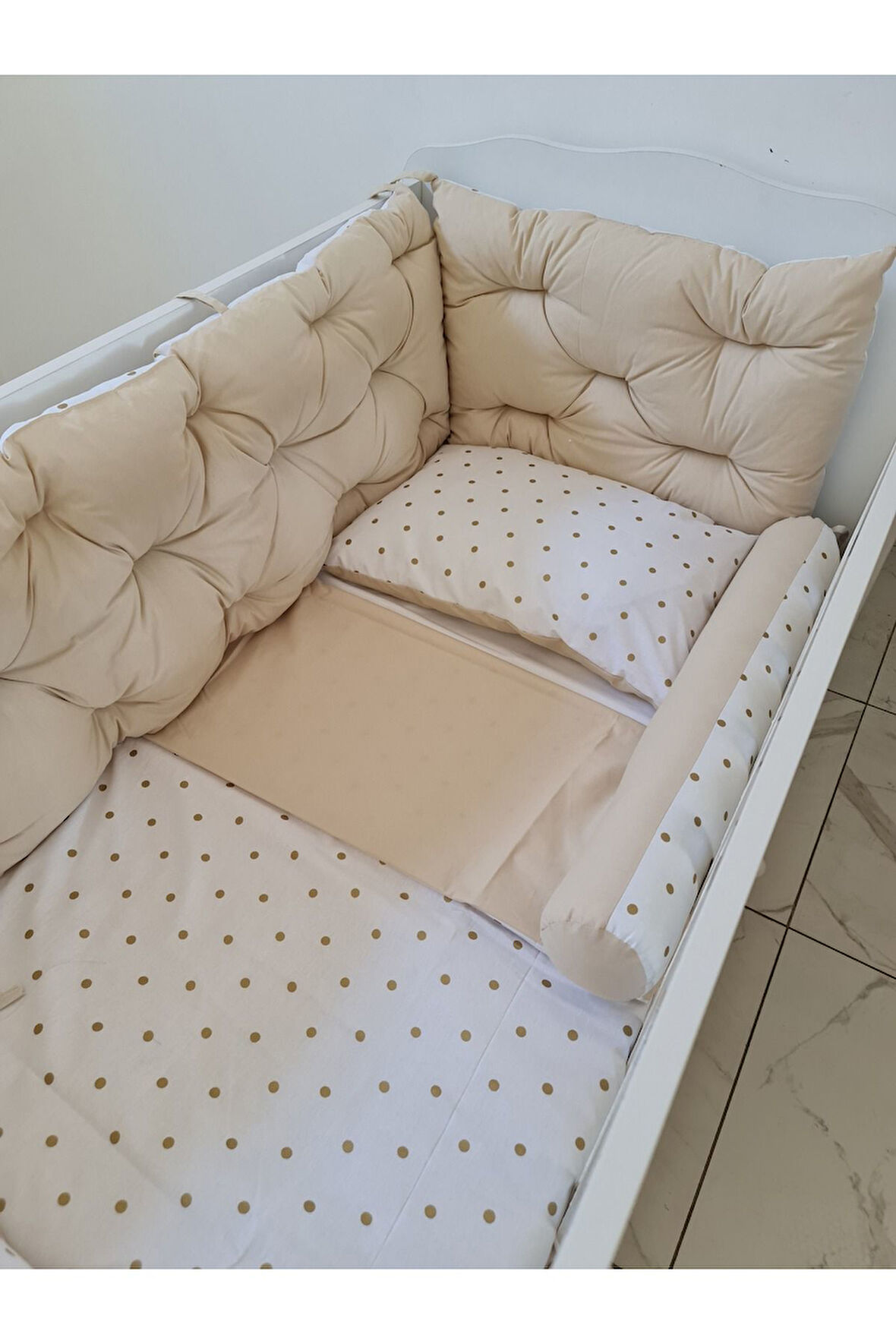 60x100 Beşik Kenar Koruma - 40cm Yükseklik - %100 Pamuk Kumaş - Antialerjik - Yıkanabilir