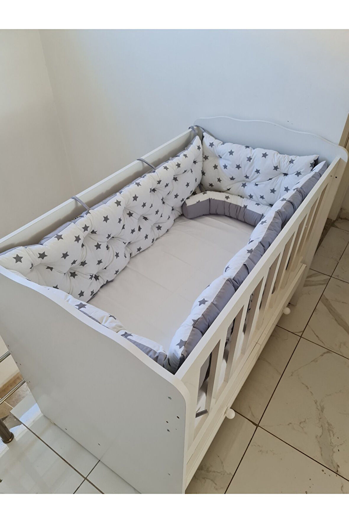 60x100 Beşik Kenar Koruma - 40cm Yükseklik - %100 Pamuk Kumaş - Antialerjik - Yıkanabilir