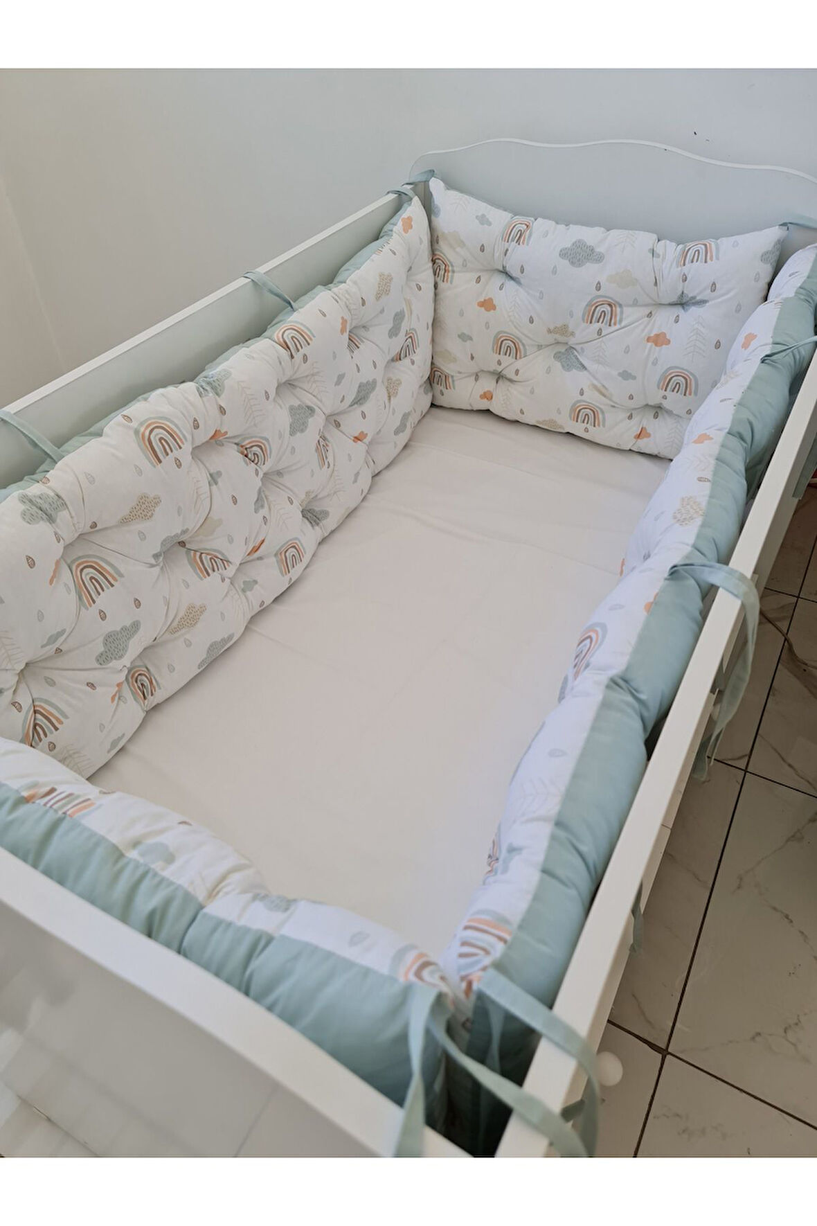 60x100 Beşik Kenar Koruma - 40cm Yükseklik - %100 Pamuk Kumaş - Antialerjik - Yıkanabilir
