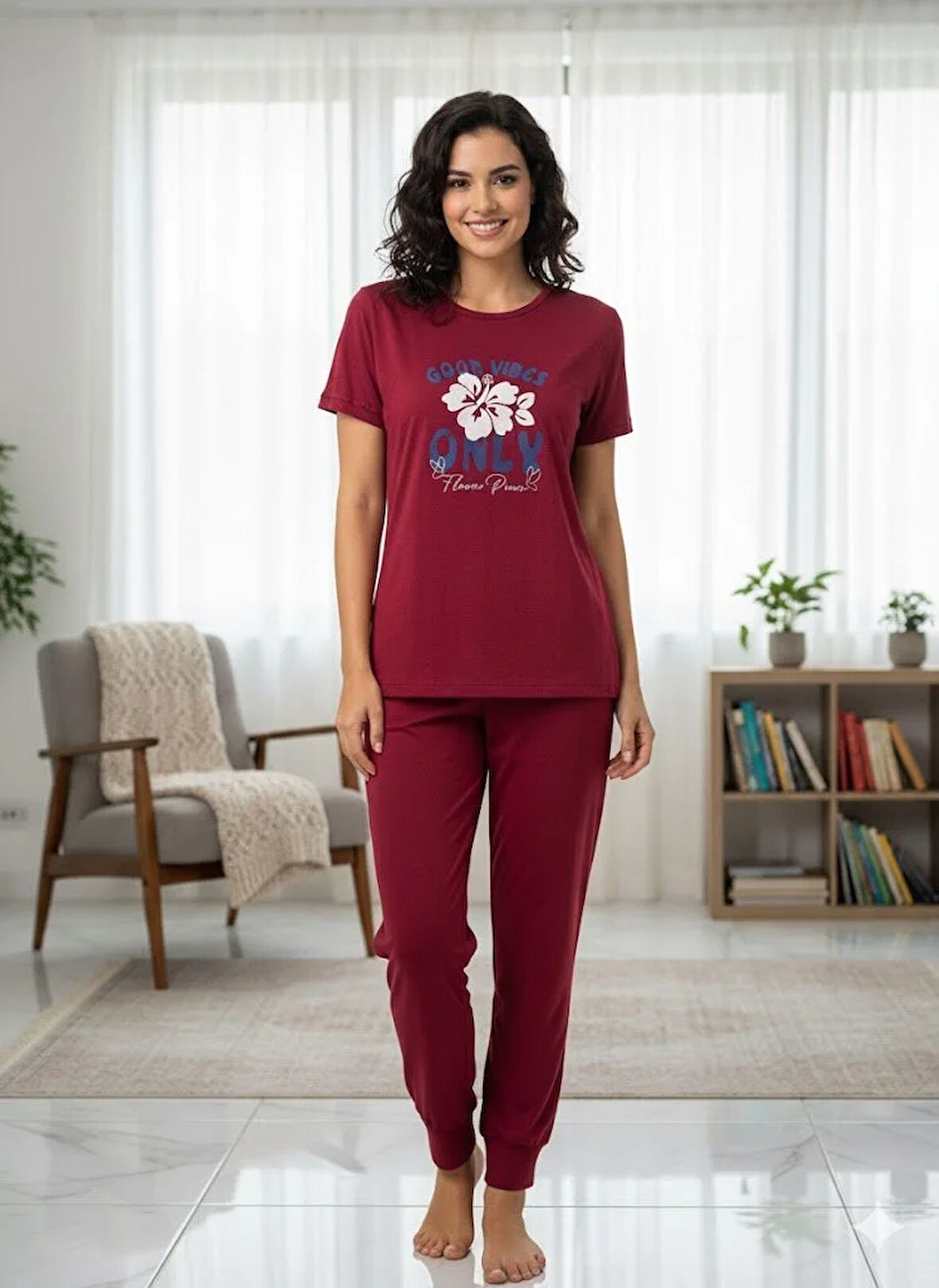 KADIN BORDO  PİJAMA TAKIM