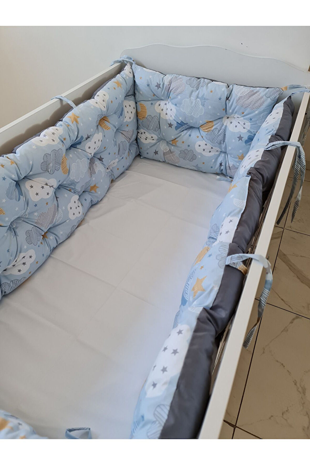 60 x 120 - Bebek Beşik Kenar Koruma Takımı - 40 cm Yükseklik, Yıkanabilir