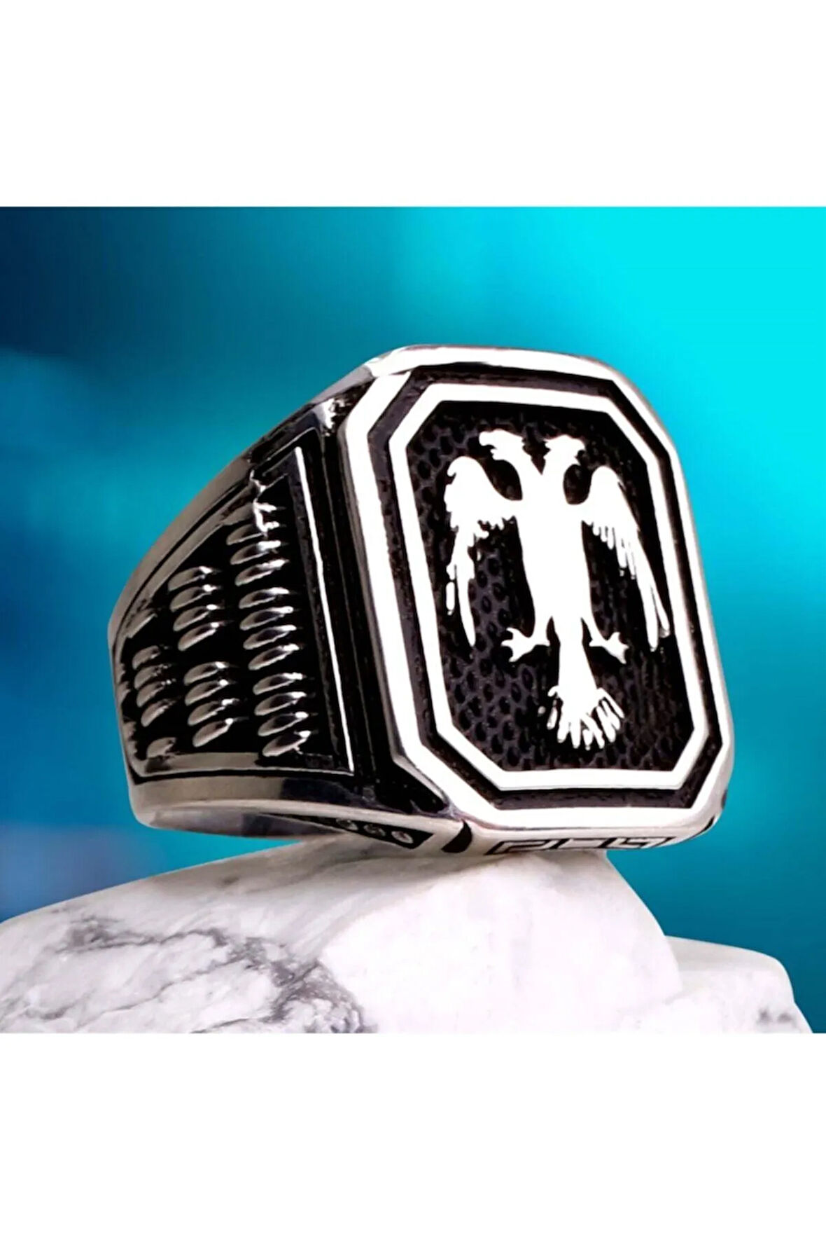 Çift Başlı Kartal Gümüş Erkek Yüzük