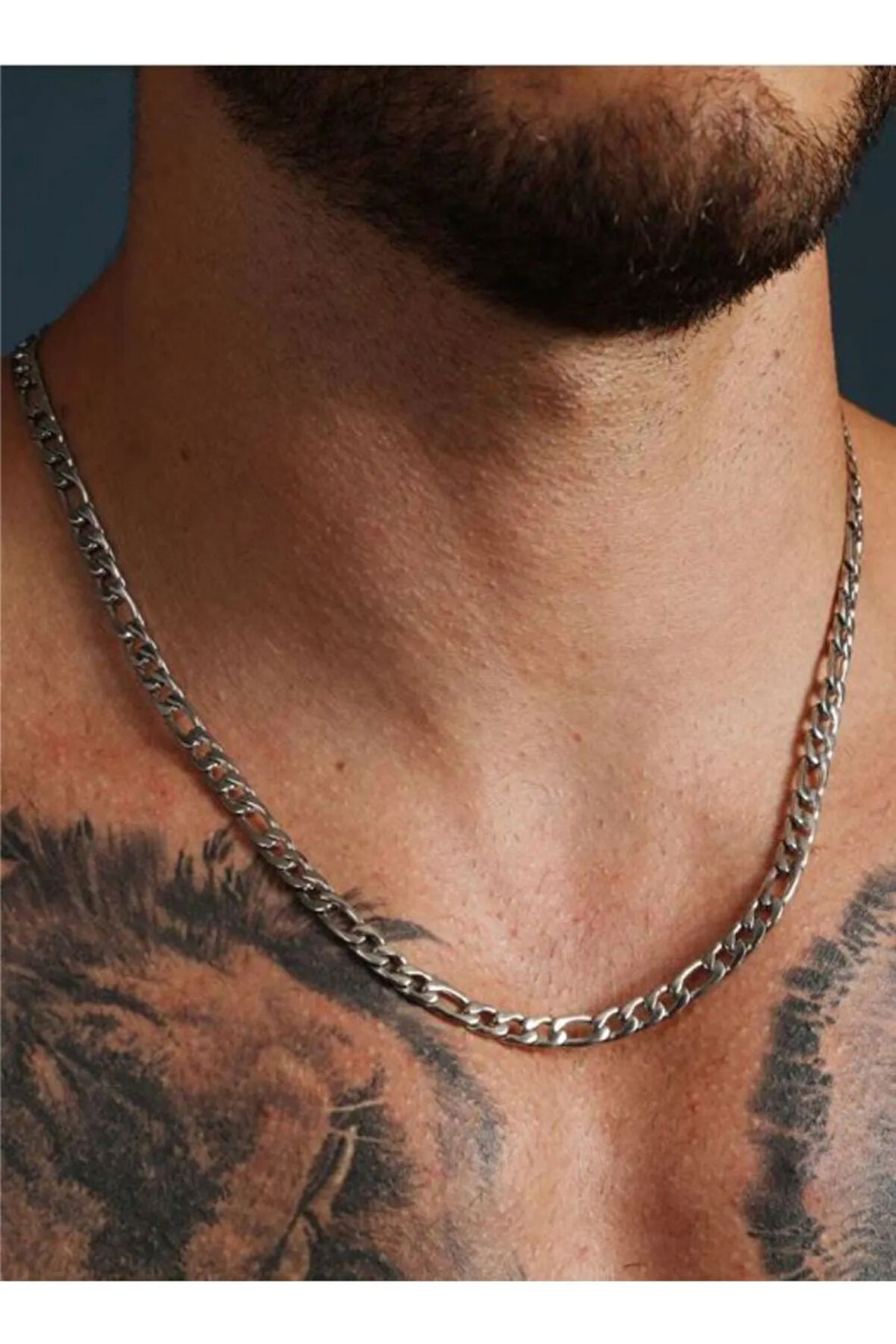 6mm Figaro Model 925 Ayar Gümüş Erkek Kolye Zincir Modelleri 238171176