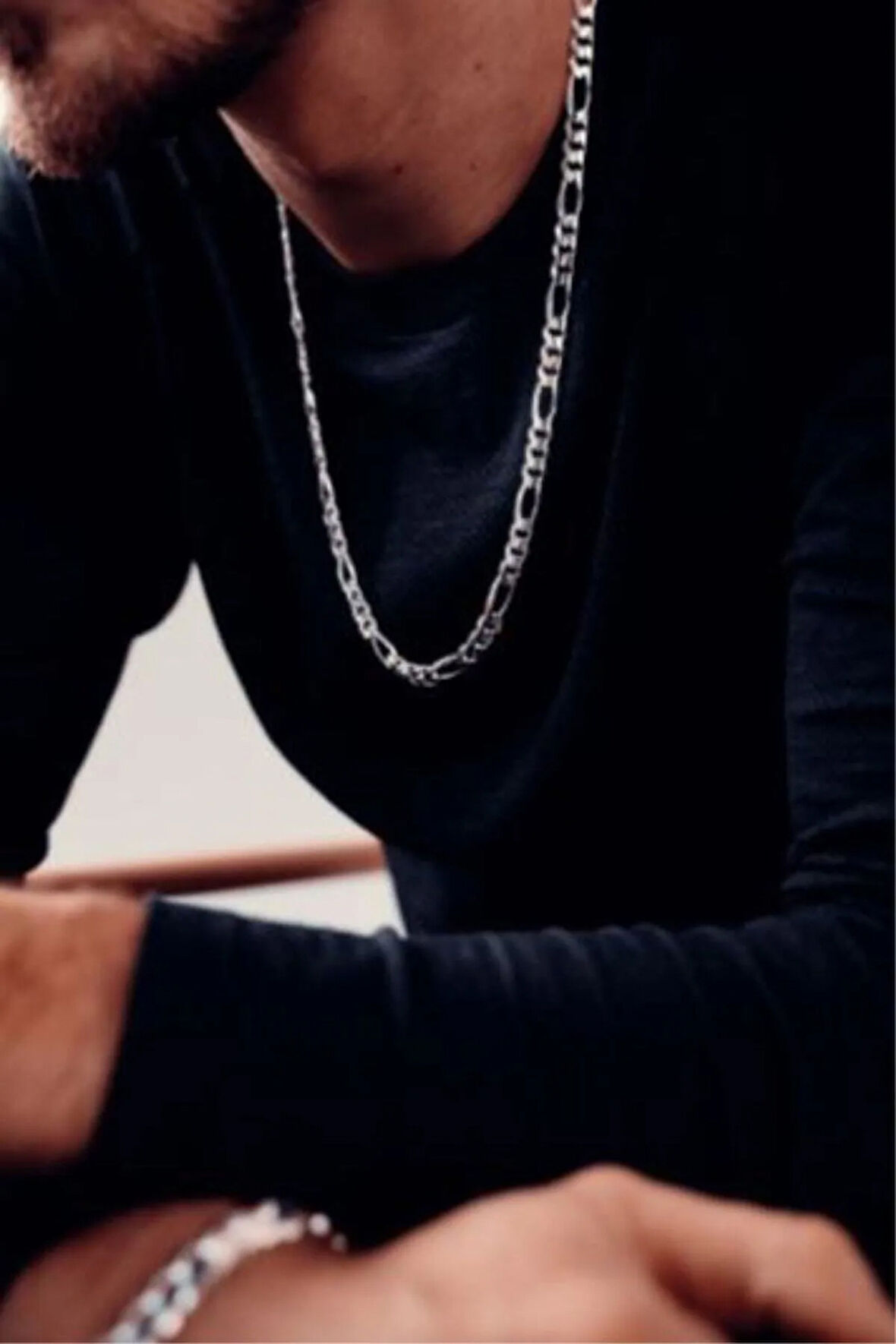 8mm Figaro Model 925 Ayar Gümüş Erkek Kolye Zincir Modelleri 238171176