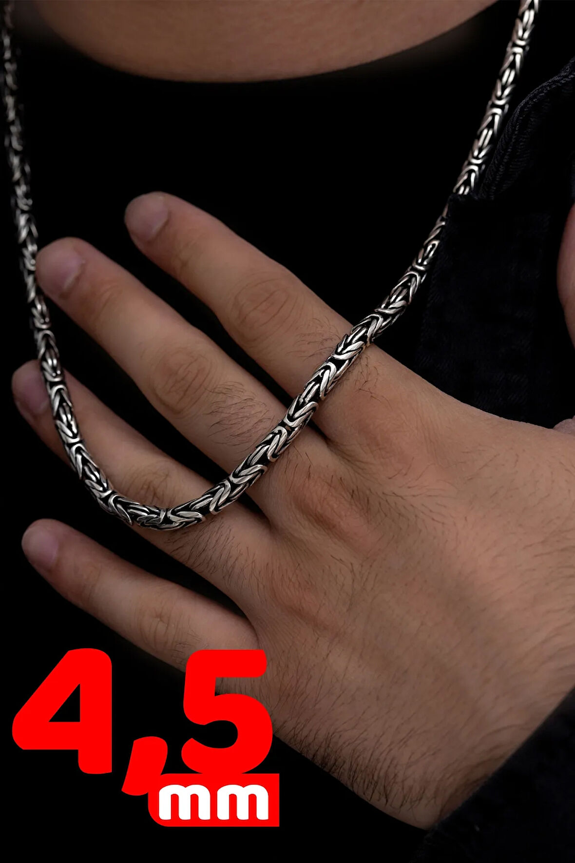 Erkek Gümüş Yuvarlak Kral Model Kolye 4.5 mm 70 cm