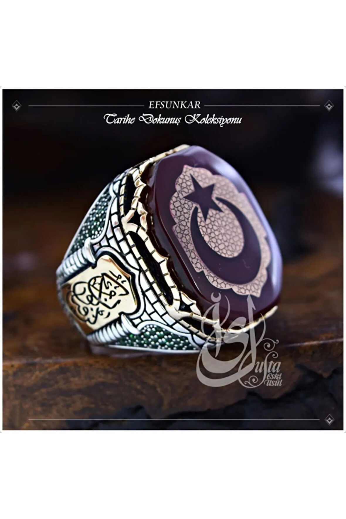 Islam Usta Tasarımı Efsunkar Gümüş Erkek Yüzük